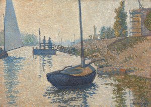 ポントン・デ・ラ・フェリシテ・バイ・アニエール（Opus no。143）。 1886 作： Paul Signac
