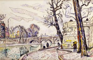 セーヌ岸壁、 作： Paul Signac