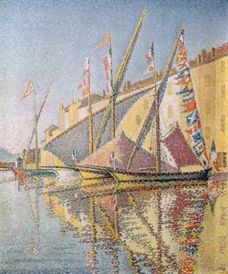 サントロペ港の帆船、1893年 作： Paul Signac