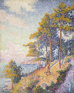 サントロペ、海岸沿いの道、1902 作： Paul Signac