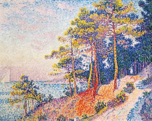 ポール・シニャックの「サントロペ、習慣の道」。 作： Paul Signac