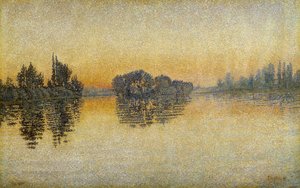 夕暮れ、ヘルブレー 作： Paul Signac