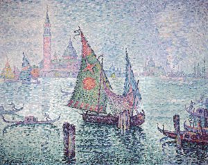 緑の帆、ヴェネツィア、1904 作： Paul Signac