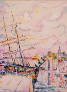 サントロペ港、1918年 作： Paul Signac