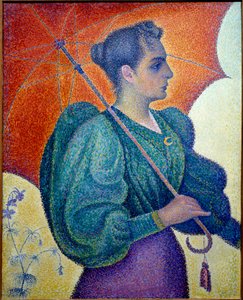 女性が傘を持っています。ポール・シニャック（1863-1935）の絵画 作： Paul Signac