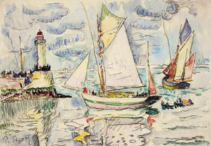 グランビル港の入り口付近にある 2 隻の漁船 作： Paul Signac