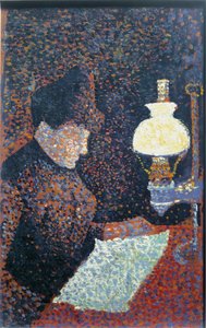 ランプの下の女 - 油彩・キャンバス 作： Paul Signac