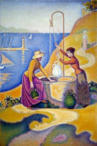 井戸の女たち」または「井戸の若いプロヴァンカー」。ポール・シニャック（1863-1935）の作品 作： Paul Signac
