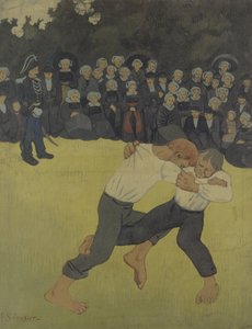 ブルトンレスリング、1890年-1891年 作： Paul Sérusier