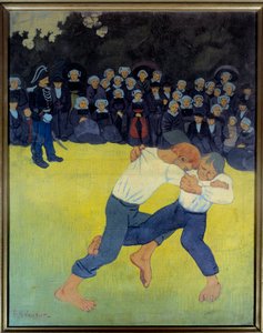 La lutte bretonne ポール・セルジエ(1863-1927)の絵画 1890 Sun.0,92x0,73 m パリ、オルセー美術館 作： Paul Sérusier
