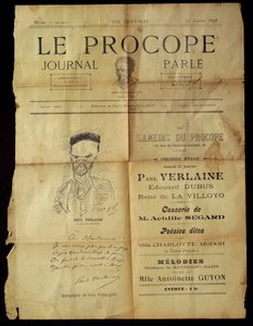 パリのカフェ「ジャーナル・デュ・プロコペ 作： Paul Verlaine