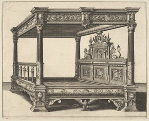 Verscheyden Schrynwerckのキャノピーベッド... [複数の大工...]、1658年。 作： Paul Vredeman de Vries
