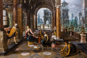 シバの女王を宮殿に迎えるソロモン 作： Paul Vredeman de Vries