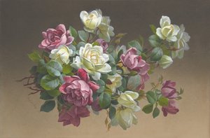 花: バラ、19 世紀後半から 20 世紀初頭。 作： Paul de Longpré