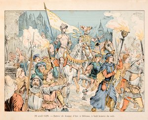イラストはテオドール・カフ著、ポール・デ・セマン（1855-1915）絵の「ジャンヌ・ダルク」より引用。オルレアンにおけるジャンヌダルクの入城 4月29日