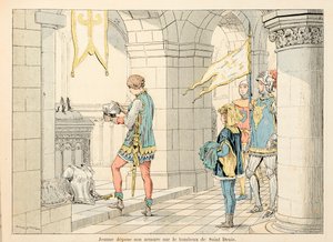 セオドア・カフ著、ポール・デ・セマン（1855-1915）絵の『ジョーン・オブ・アーク』からの引用です。サン・ドニの墓に甲冑を置くジョーン・アーク 作： Paul de Semant