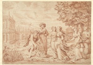 ファラオの娘がい草かごの中にモーセを見つける 作： Paul van Somer (II)