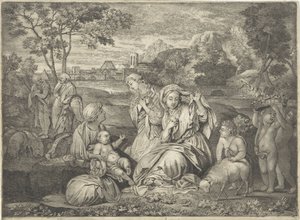 い草かごの中のモーセ キャサリンの神秘的な結婚 作： Paul van Somer (II)