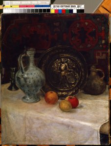 パウラ・モダーゾーン・ベッカー（モダーゾーン・ベッカー）作「真鍮板のある静物」（1876-1907）ミカロユス・コンスタンティナス・シウルリオニス美術館、カウナス、リトアニア 作： Paula Modersohn Becker