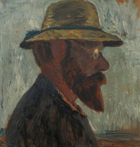 右側に麦わら帽子をかぶったOtto Modersohn。 1905年頃 作： Paula Modersohn Becker