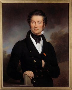 作家シャルル・ノディエ（1780-1844）の肖像 彼は偉大なロマン派の芸術家（ユゴー、ラマルティーヌ、ヴィニー...）が集う文学サロンを開いていた ポーラン・ゲラン（1783-1855）の絵画 19世紀パリ、アーセナルの図書館。 作： Paulin Jean Baptiste Guerin