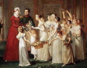 1810年3月28日、マリー・ルイーズとナポレオン1世・ボナパルトのコンピエーニュ到着（油彩・キャンバス