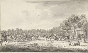 1770年、ハーグのマリフェルトでのウィレム5世王子による騎兵隊のレヴュー 作： Paulus Constantijn la Fargue