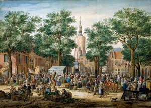 ハーグの大きなグリーンマーケット、1769 作： Paulus Constantijn la Fargue