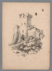 門のある台無しにされた塔の眺め Paulus LautersによるLandscape Studies (シリーズタイトル) Nouvelle suite de 40 études de paysages par P. Lauters (シリーズタイトル)