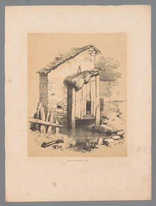 水上の納屋の眺め 森 (オブジェクトのタイトル) Paulus Lauters の Picturesque Faces (シリーズ タイトル) Etrennes pittoresques pour 1839, par Lauters (シリーズタイトル) 作： Paulus Lauters