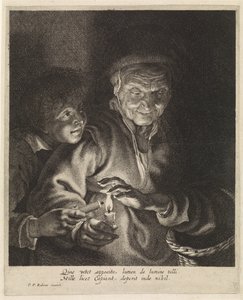 ろうそくを持つ老婆と少年 作： Paulus Pontius
