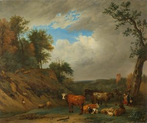 牛を連れた牧夫 作： Paulus Potter (after)