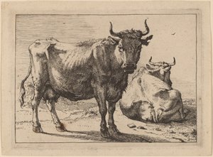 立っている牛と横になっている牛 作： Paulus Potter