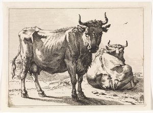 立っている牛と横になっている牛 ブルブック（シリーズタイトル） 作： Paulus Potter