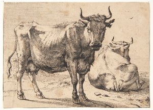 立っている牛と横になっている牛 作： Paulus Potter