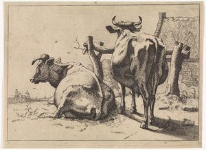 後ろから見た2頭の牛 ブルブック（シリーズタイトル） 作： Paulus Potter