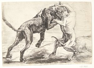 喧嘩する二匹の犬 作： Paulus van Hillegaert (II)
