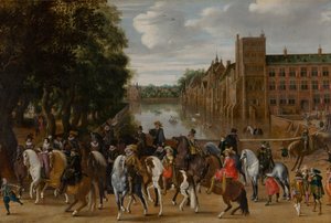 オレンジの王子とその家族、乗馬、ブイテンホフ、ハーグから乗馬c。 1621-22 作： Pauwels I van Hillegaert