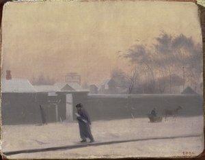 サンクトペテルブルグ、1851年頃、ヴァシリエフスキー島の冬の通り