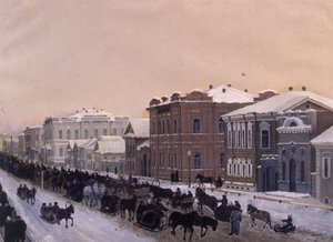 1897年、ざんげ節の時期のマギストラツカヤ通り、トムスク。 作： Pavel Mikhaylovich Kosharov