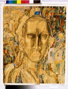 街のビクター。 （市の勝者）。 Pavel Nikolayevich Filonov (1883-1941) の作品、厚紙に水彩 作： Pawel Nikolajewitsch Filonow