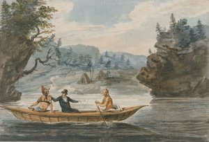 カヌーの2人のインディアンと白人、1811-ca。 1813年。 作： Pavel Petrovic Svin
