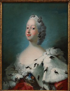 「「英国のルイーズの肖像、デンマークの女王（1724-1751）」」 1750年頃のペダー・アルス（1726-1776）による絵画 ダビデ・コレクション 作： Peder Als