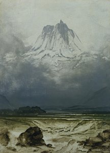 ランドスケープスタディ、ノルウェー北部（パネルに油彩）