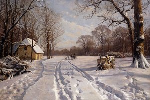 冬の風景の中をそりに乗る 作： Peder Monsted