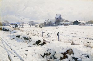 冬の風景、Holmstrup 作： Peder Monsted