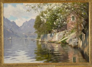 ルガーノ湖の春の日 作： Peder Monsted