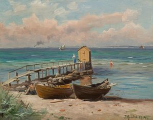 ビーチのP.Mönsted、バデハウシェン 作： Peder Monsted