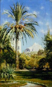 リカヴィトスの丘を望む王宮の庭園（アテネ 作： Peder Monsted