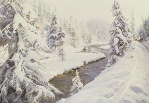 冬の風景、サンモリッツ 作： Peder Monsted